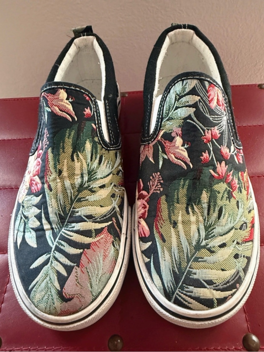 Black Canvas Slip-On Sneakers with White Interior